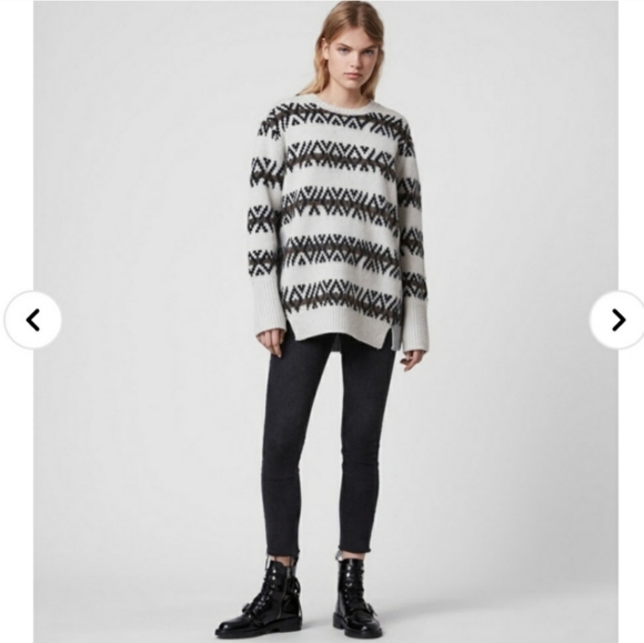 All Saints Catalina Wool Blend Fair Isle Pullover Knit Sweater - Picture 8 of 8